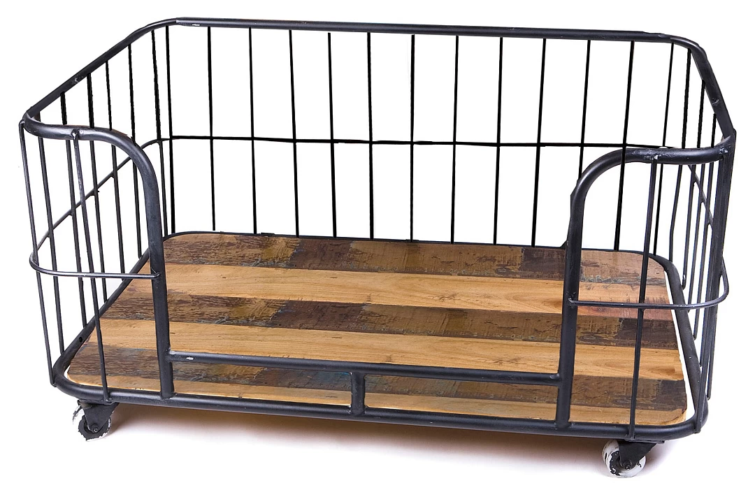 Lex & Max Hondenbank Metal Wire Basket Zwart