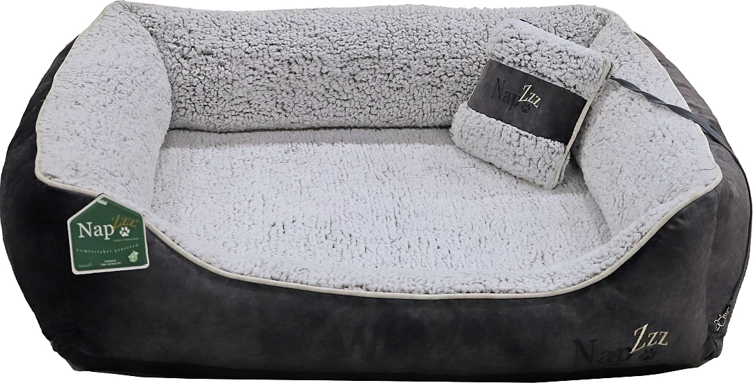 NapZZZ Hondenmand Divan Met Kussen Grijs/Wit - Image 5